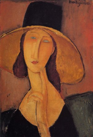 Amedeo Modigliani, Jeanne Hebuterne in a Large Hat also known as Portrait of Woman in Hat Art