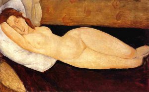 , Reclining Nude, Head Resting on Right Arm Art