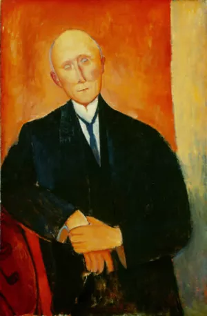 Seated Man with Orange Background